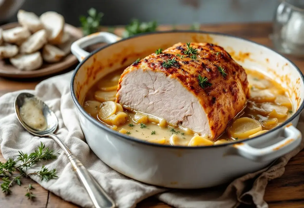 Ce rôti de porc cuit dans le lait est tellement fondant qu’il se coupe à la cuillère