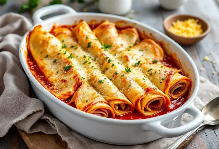 Crêpes roulées jambon-fromage gratinées au four : le dîner ultra simple
