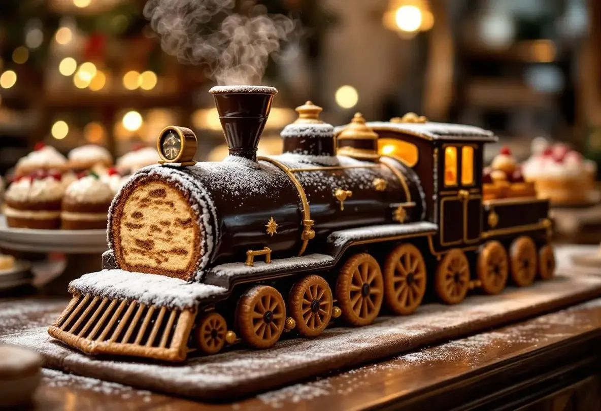 Insolite à Marseille : pour Noël, cet ancien cheminot réalise une bûche en forme de locomotive !