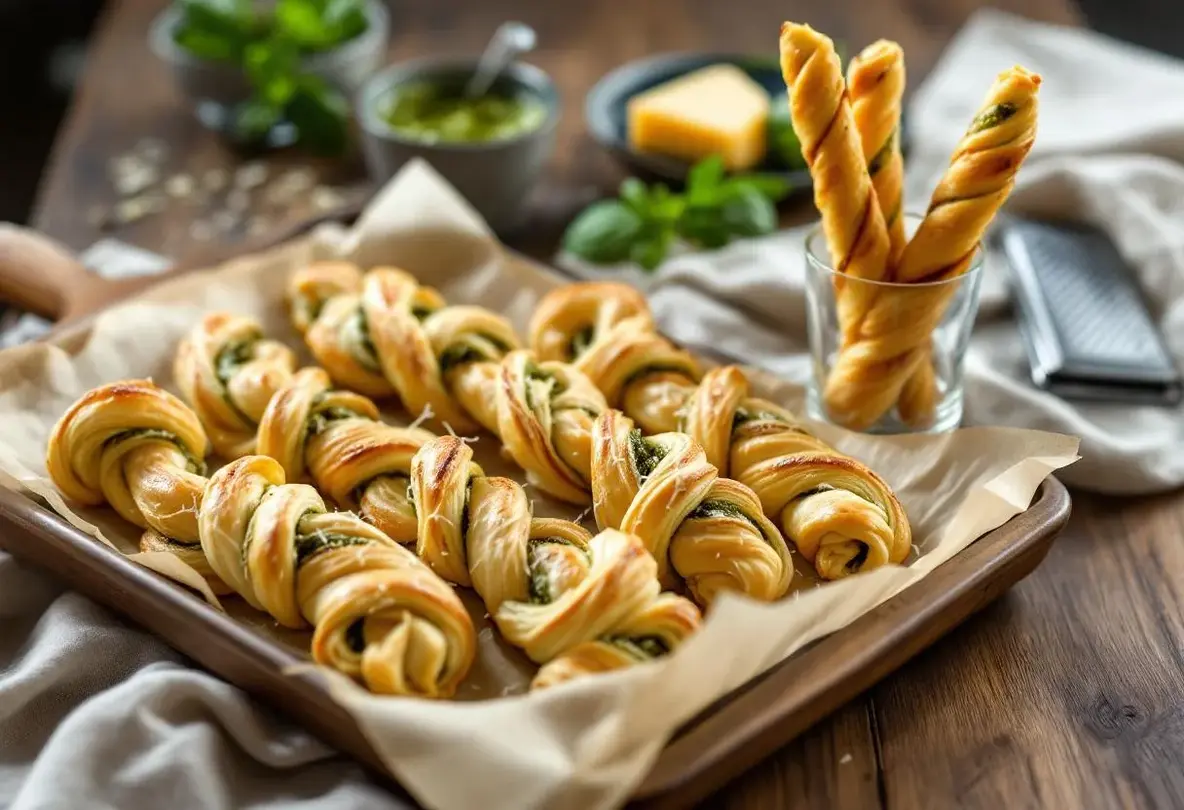 Torsades feuilletées pesto-parmesan : ultra croustillantes, prêtes en 10 minutes